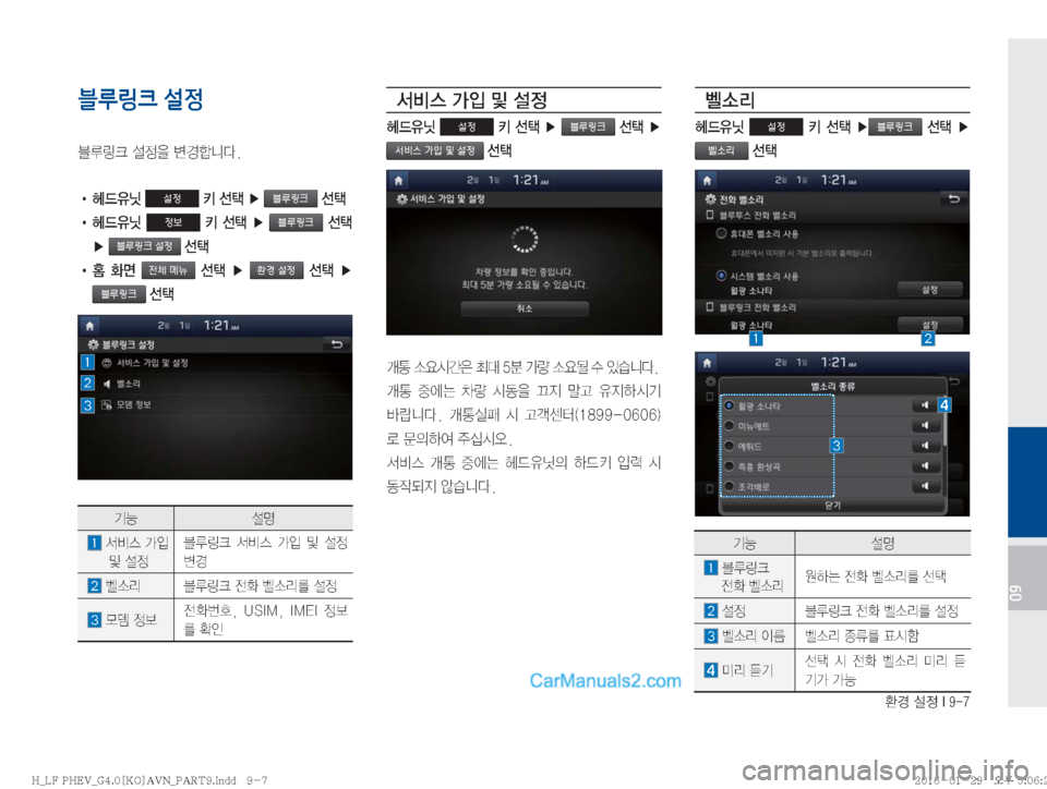 Hyundai Sonata Hybrid 2016  LF쏘나타 하이브리드 표준4 내비게이션 (in Korean) 
ƒ�¸
��*����
09
블루링크 설정
6Bü�¸

8�øƒääî�
!Ÿ�ûX
,ë�
설정��¶��Ü�블루링크 