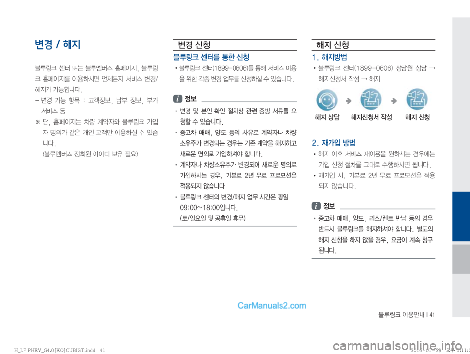 Hyundai Sonata Hybrid 2016  LF쏘나타 하이브리드 표준4 내비게이션 (in Korean) 6Bü�
I

	‰r��*���
변경 / 해지
6B