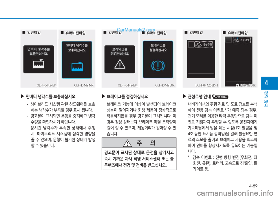 Hyundai Sonata Hybrid 2015  쏘나타 LF HEV/PHEV - 사용 설명서 (in Korean) 4-89
편의 장치
4
 
▶
인버=