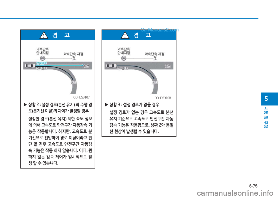 Hyundai Sonata Hybrid 2015  쏘나타 LF HEV/PHEV - 사용 설명서 (in Korean) 5-75
/d동 및 주B
자
 
▶ 상황  속  :  설4