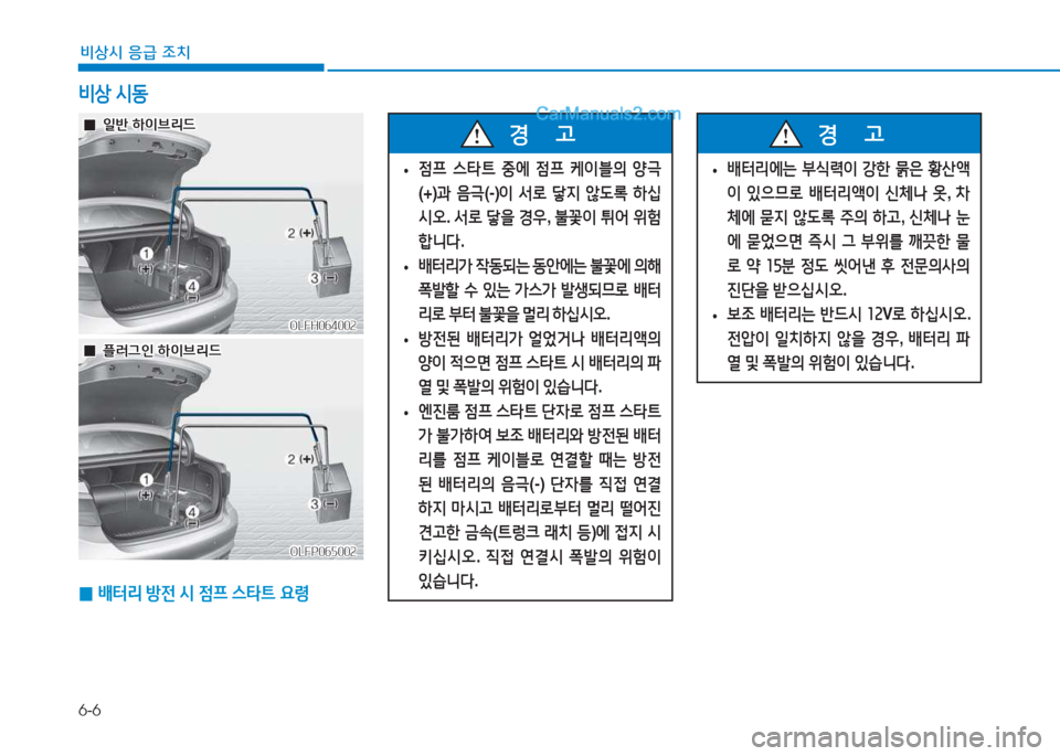 Hyundai Sonata Hybrid 2015  쏘나타 LF HEV/PHEV - 사용 설명서 (in Korean) 6-6
비상시 응급 조치
 
0 (