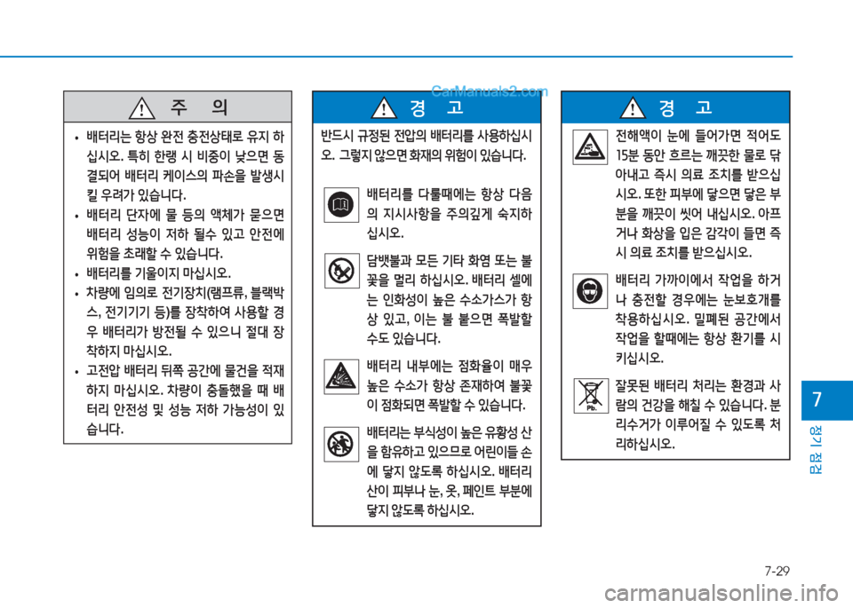 Hyundai Sonata Hybrid 2015  쏘나타 LF HEV/PHEV - 사용 설명서 (in Korean) 7-29
정기 점검
높
   5
