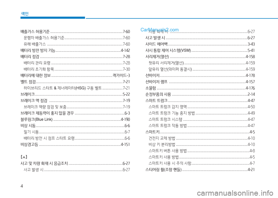 Hyundai Sonata Hybrid 2015  쏘나타 LF HEV/PHEV - 사용 설명서 (in Korean) 4
색인
(