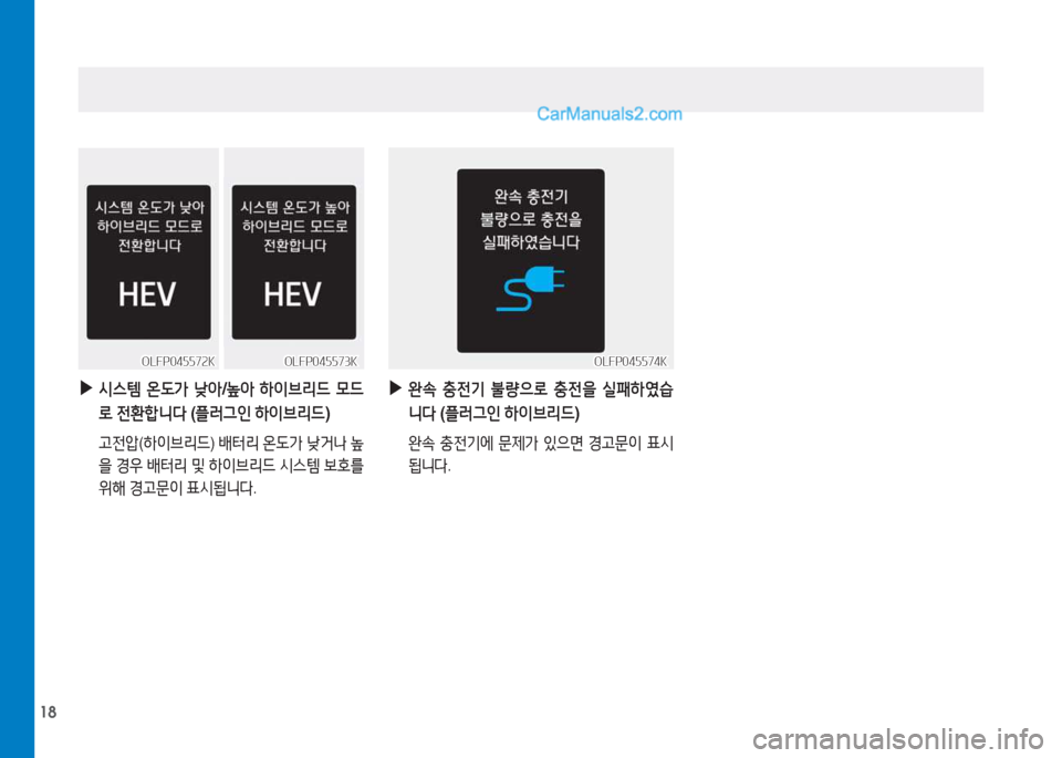 Hyundai Sonata Hybrid 2015  쏘나타 LF HEV/PHEV - 사용 설명서 (in Korean) 18
 
▶
완.  충전기  불량으$