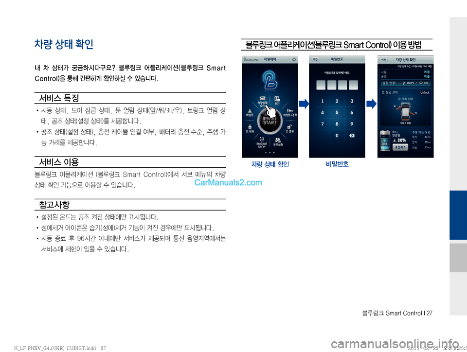 Hyundai Sonata Hybrid 2015  LF쏘나타 하이브리드 표준4 내비게이션 (in Korean) 6Bü��4�N�B�S�U��$�P�O�U�S�P�M��*���
차량 상태 확인
r� 0� 