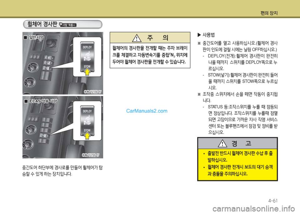 Hyundai Super Aero City 2015  슈퍼 에어로시티 - 사용 설명서 (in Korean) 편의 장치4-작소
 
▶ 사용)
※ 
중간 L2<를  열고  사용A
