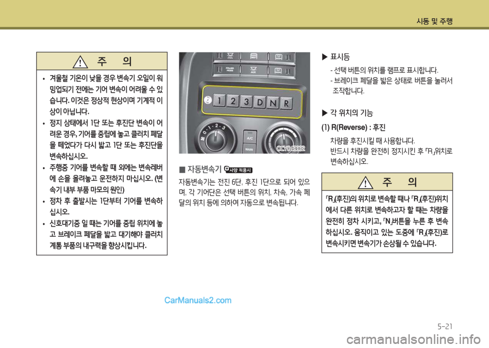 Hyundai Super Aero City 2015  슈퍼 에어로시티 - 사용 설명서 (in Korean) /d동 및 주B5-속소
 
0 4동변.기
 
4동변.기는  전진  작단 , 후진  좌단으$
