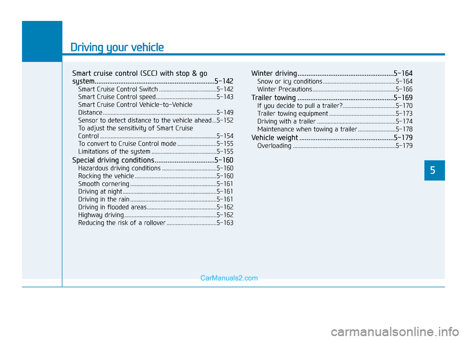 Hyundai Tucson 2019 Owners Manual - RHD (UK, Australia) Driving your vehicle
Smart cruise control (SCC) with stop & go
system..................................................................\
5-142
Smart Cruise Control Switch ............................ Hyundai Tucson 2019 Owners Manual - RHD (UK, Australia) Driving your vehicle
Smart cruise control (SCC) with stop & go
system..................................................................\
5-142
Smart Cruise Control Switch ............................