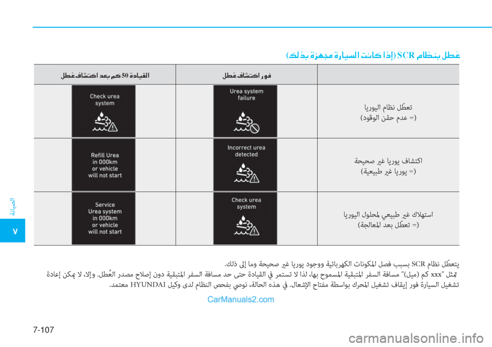 Hyundai Tucson 2019  دليل المالك 7-107
ﺔﻧﺎﻴﺼﻟا
�5
(�¶�¸�f�G��Î�j�Å�‡��Î�g�@�Ë�l�¸�?��M�À�@�´��?�e�E)�SCR��¿�@�¡�Á�G��º�î �â�¤
 .ﻚﻟذ ﱃإ ﺎﻣو ﺔﺤﻴﺤﺻ يرﻏ ﺎﻳرﻮﻳ د�