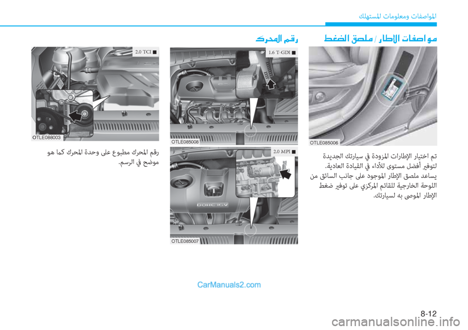 Hyundai Tucson 2019  دليل المالك 8-12
 ﻚﻠﻬﺘﺴﳌا تﺎﻣﻮﻠﻌﻣو تﺎﻔﺻاﻮﳌا
�ž�©�x�¸�?��²�t�¹�¼��-��g�@�}�ß�?��N�@�­�s�?�É�¼ �·�h��?��¾�°�g
OTLE085006
 ةﺪﻳﺪﺠﻟا ﻚﺗرﺎ