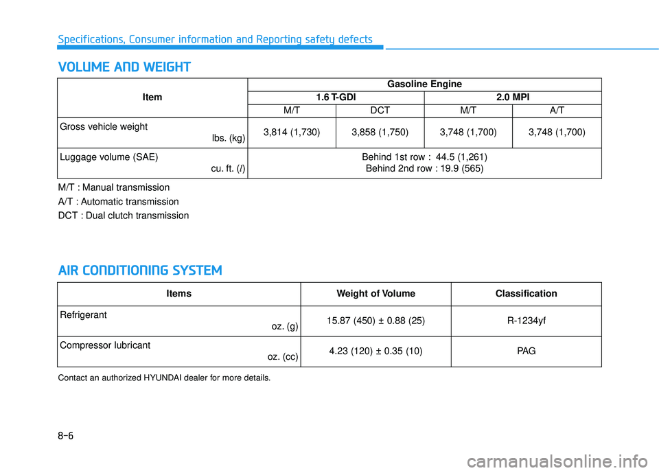 HYUNDAI VELOSTER 2019 Owners Manual 8-6
Specifications, Consumer information and Reporting safety defects
V
VO
O L
LU
U M
M E
E
A
A N
N D
D
W
W E
EI
IG
G H
H T
T
A
A I
IR
R
C
C O
O N
ND
DI
IT
T I
IO
O N
NI
IN
N G
G
S
S Y
Y S
ST HYUNDAI VELOSTER 2019 Owners Manual 8-6
Specifications, Consumer information and Reporting safety defects
V
VO
O L
LU
U M
M E
E
A
A N
N D
D
W
W E
EI
IG
G H
H T
T
A
A I
IR
R
C
C O
O N
ND
DI
IT
T I
IO
O N
NI
IN
N G
G
S
S Y
Y S
ST