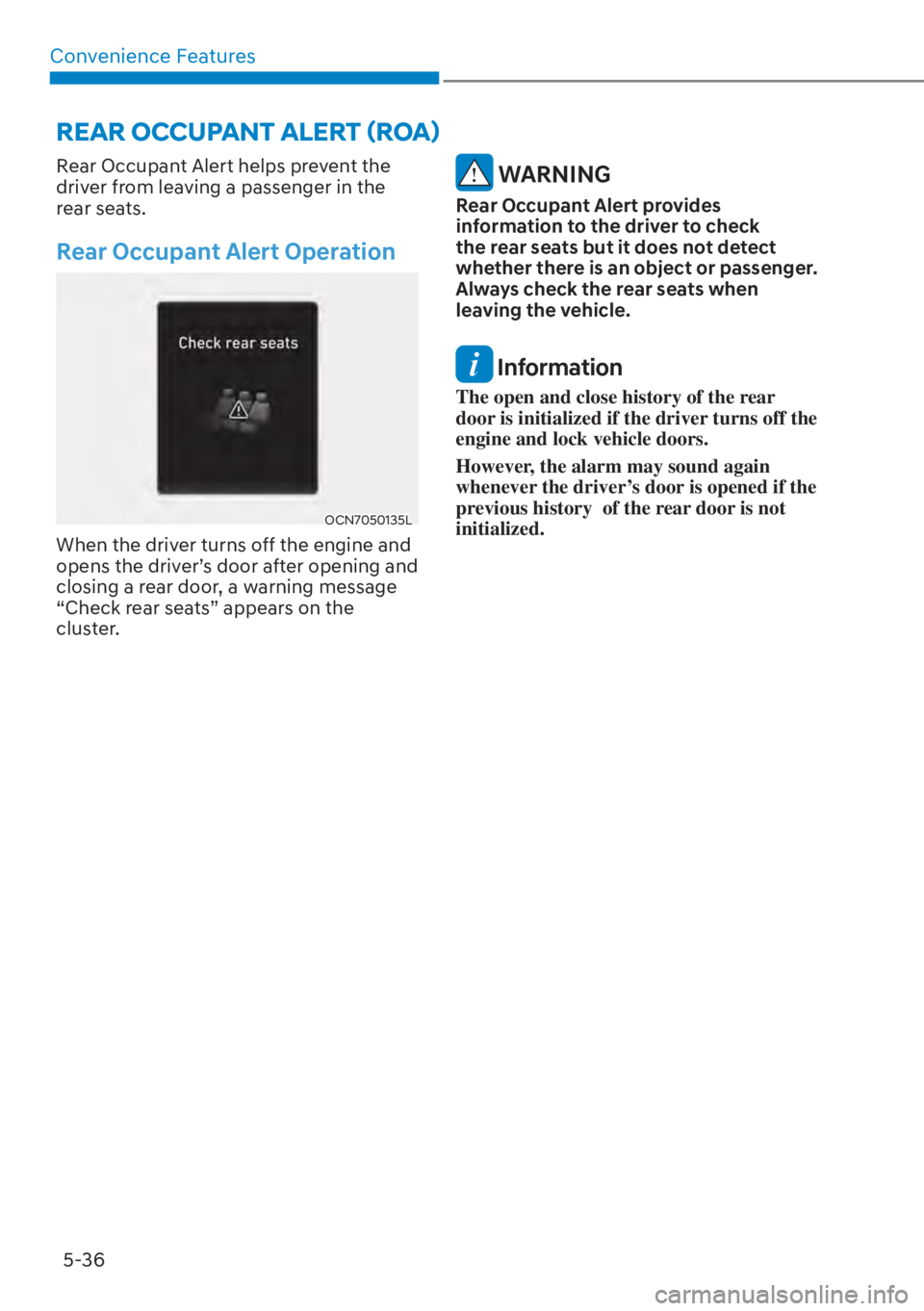 HYUNDAI ELANTRA 2023  Owners Manual Convenience Features5-36
�5�(�$�5��2�&�&�8�3�$�1�7��$�/�(�5�7�