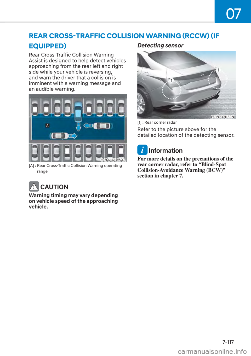 HYUNDAI ELANTRA 2023  Owners Manual 07
7-117
�(�4�8�,�3�3�(�