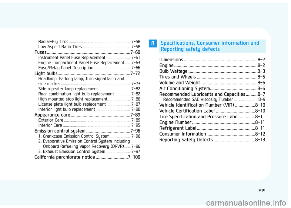 HYUNDAI ELANTRA LIMITED 2017  Owners Manual F19F19
Radial-Ply Tires ...............................................................7-58
Low Aspect Ratio Tires..................................................7-58
Fuses .........................