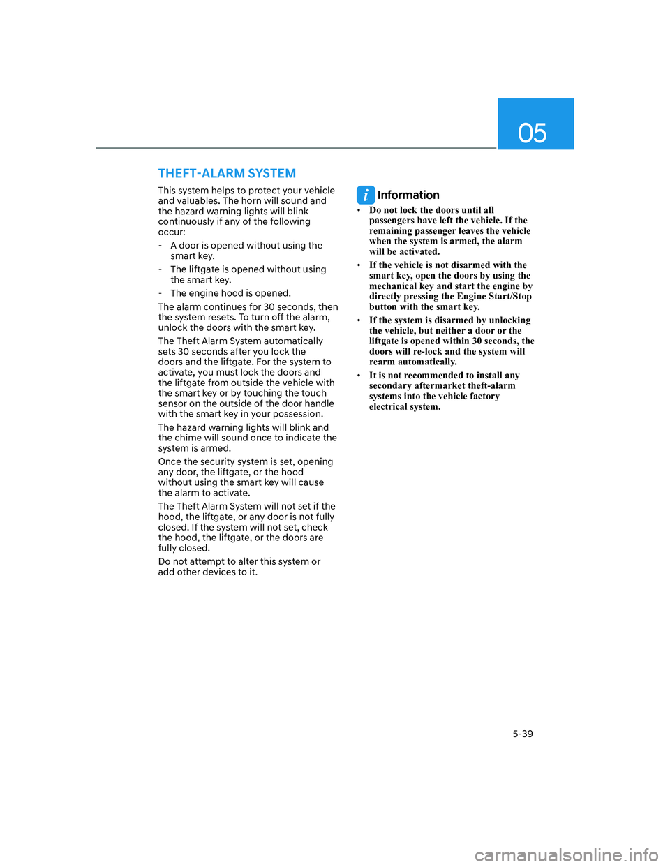 HYUNDAI GENESIS GV70 2021  Owners Manual 05
5-39
�7�+�(�)�7