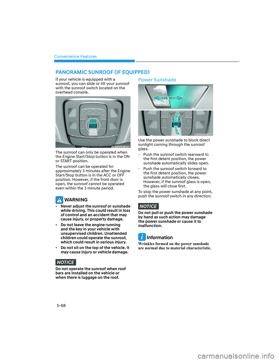 HYUNDAI GENESIS GV70 2021  Owners Manual Convenience Features
5-68
�3�$�1�2�5�$�0�,�&��6�8�1�5�2�2�)�
