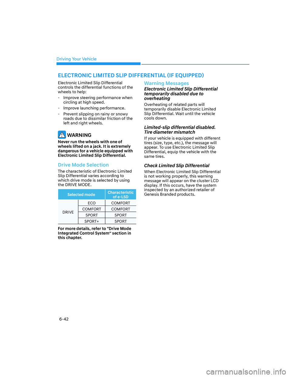 HYUNDAI GENESIS GV70 2021  Owners Manual Driving Your Vehicle
6-42
�(�/�(�&�7�5�2�1�,�&��/�,�0�,�7�(���6�/�,�3���,�)�)�(�5�(�1�7�,�$�/�