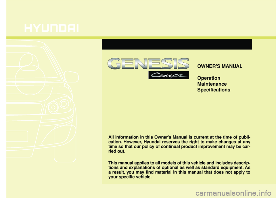 HYUNDAI GENESIS COUPE ULTIMATE 2016  Owners Manual 