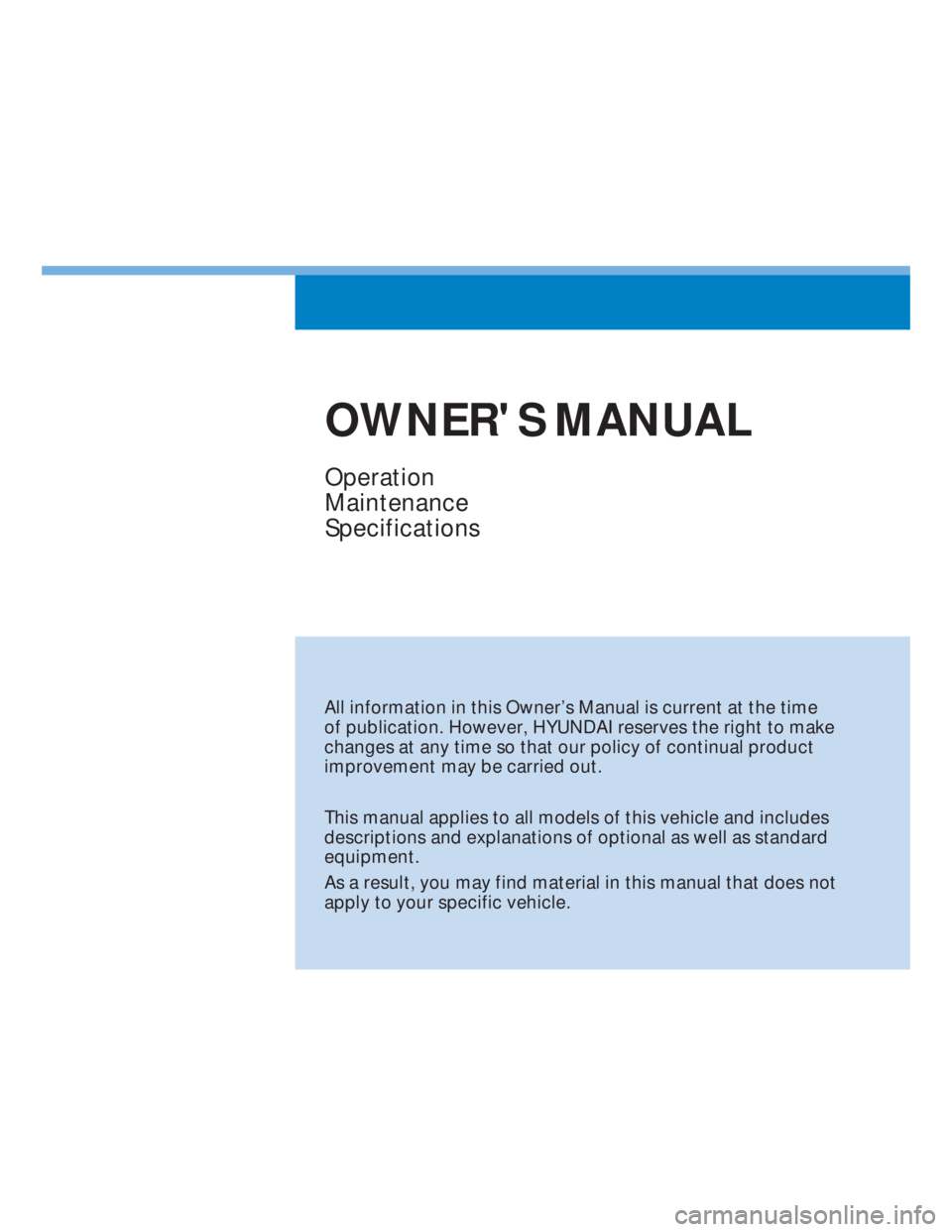 HYUNDAI I20 2022  Owners Manual 