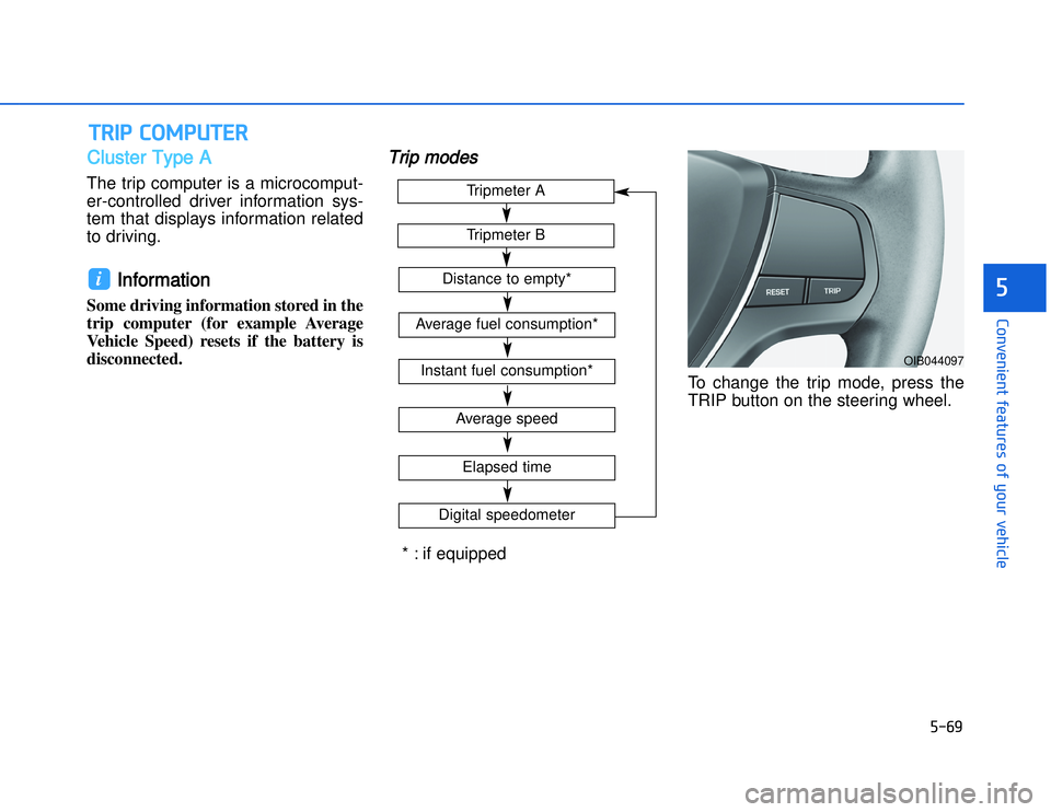 HYUNDAI I20 2018  Owners Manual �)�)�*�����&�!��"�)�+�*
�)���
�#�1�0�*�3�0�-�3�0�.�2�+�3�%�.�,�/�3�(�2�1�+�2�"�1�,�/�2�*�3�!�-�$�&�3�
Cluster Type AThe trip computer is a microcomput-
er-controlled driver information sys-
t