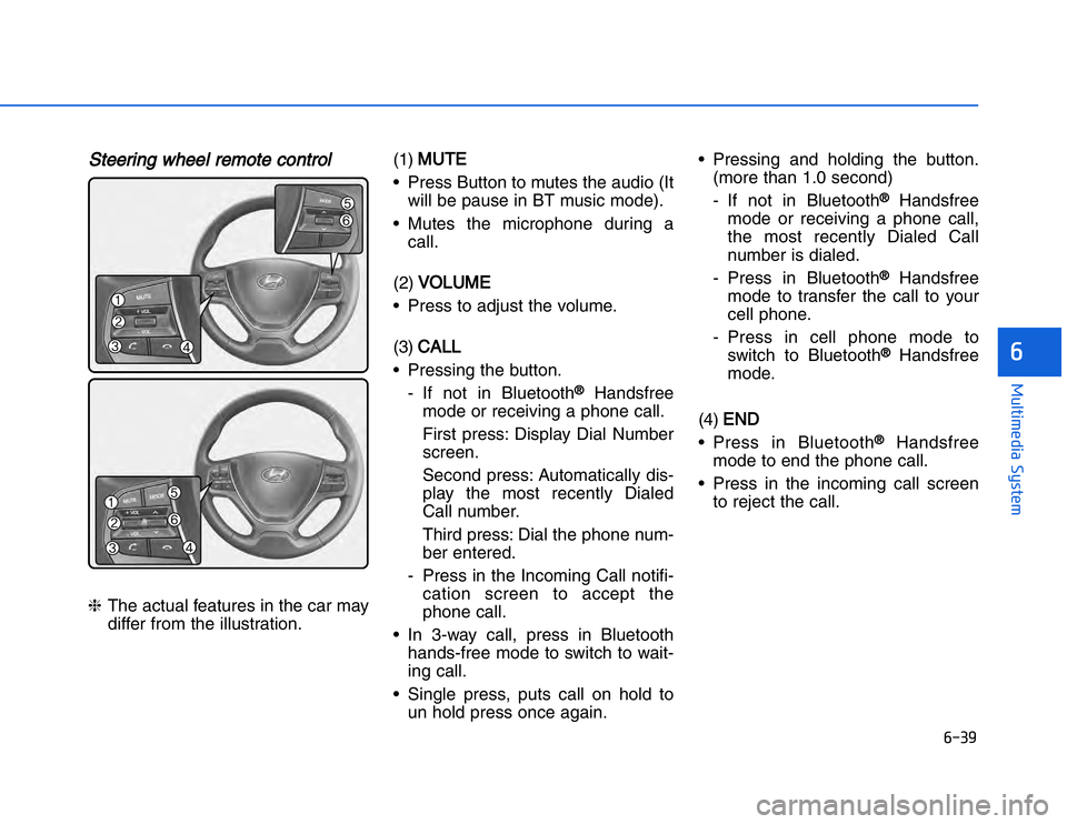 HYUNDAI I20 2017  Owners Manual �#���
��!���%�$�&��%��"��� ��&�$�
SSteering wheel remote control❈The actual features in the car may
differ from the illustration. (1)
MUTE
• Press Button to mutes the audio (It
will be