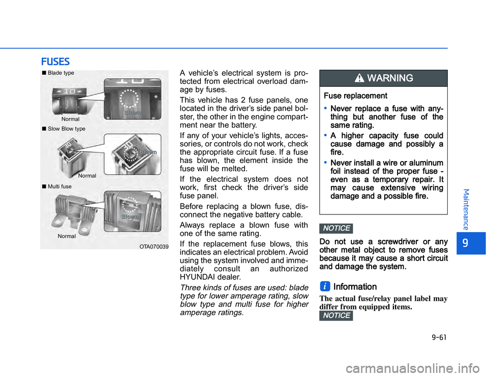 HYUNDAI I20 2017  Owners Manual �1�.�#�&
�	�,�2�0�4�/�3�4�2�4�-�3
�����$�
A  vehicle’s  electrical  system  is  pro-
tected  from  electrical  overload  dam-
age by fuses.
This  vehicle  has  2  fuse  panels,  one
located in 