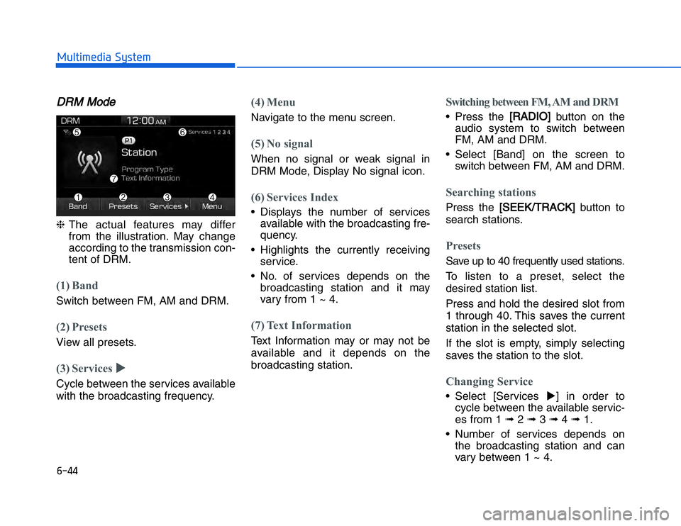 HYUNDAI I20 2014  Owners Manual �#�����!���%�$�&��%��"��� ��&�$DDRM Mode❈ The actual features may differ
from the illustration. May change
according to the transmission con-
tent of DRM.(1) BandSwitch between FM, AM and