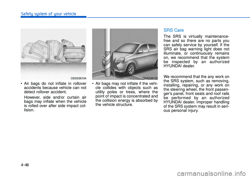 HYUNDAI I20 2014 Manual PDF � �� �8
���"�&�t�%��s�%�s�t�&���!�"��%�!�����&�����&
• Air  bags  do  not  inflate  in  rollover accidents because vehicle can not
detect rollover accident.
However,  side  and\for  c