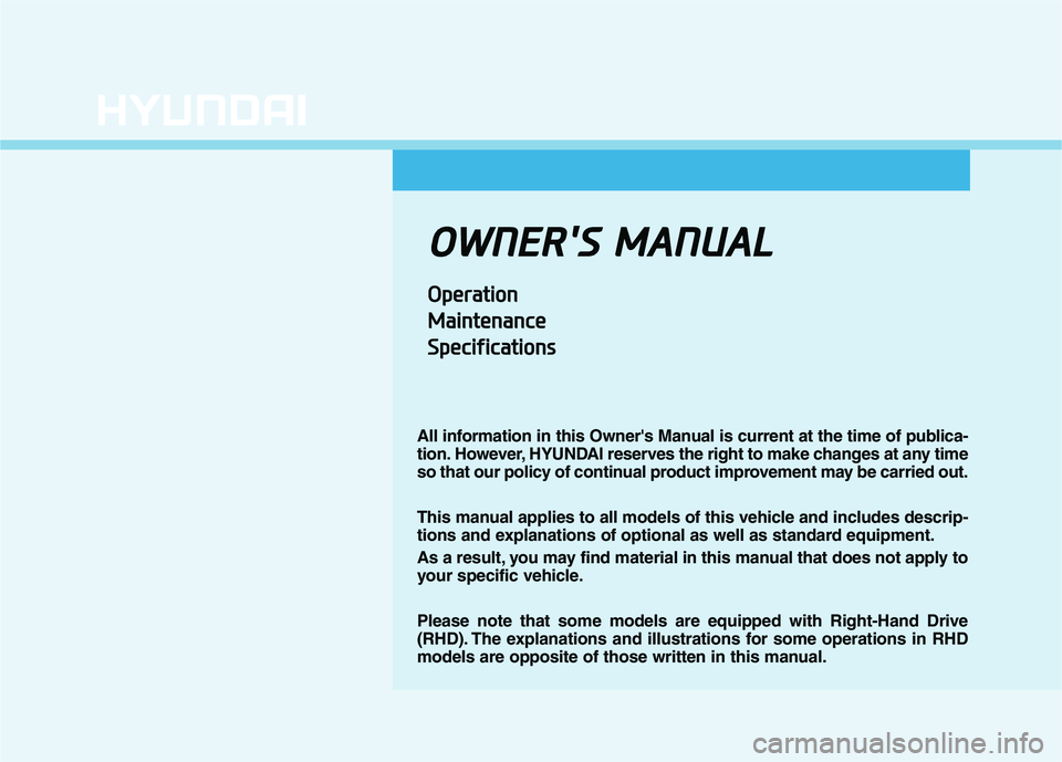 HYUNDAI I30 2020  Owners Manual 