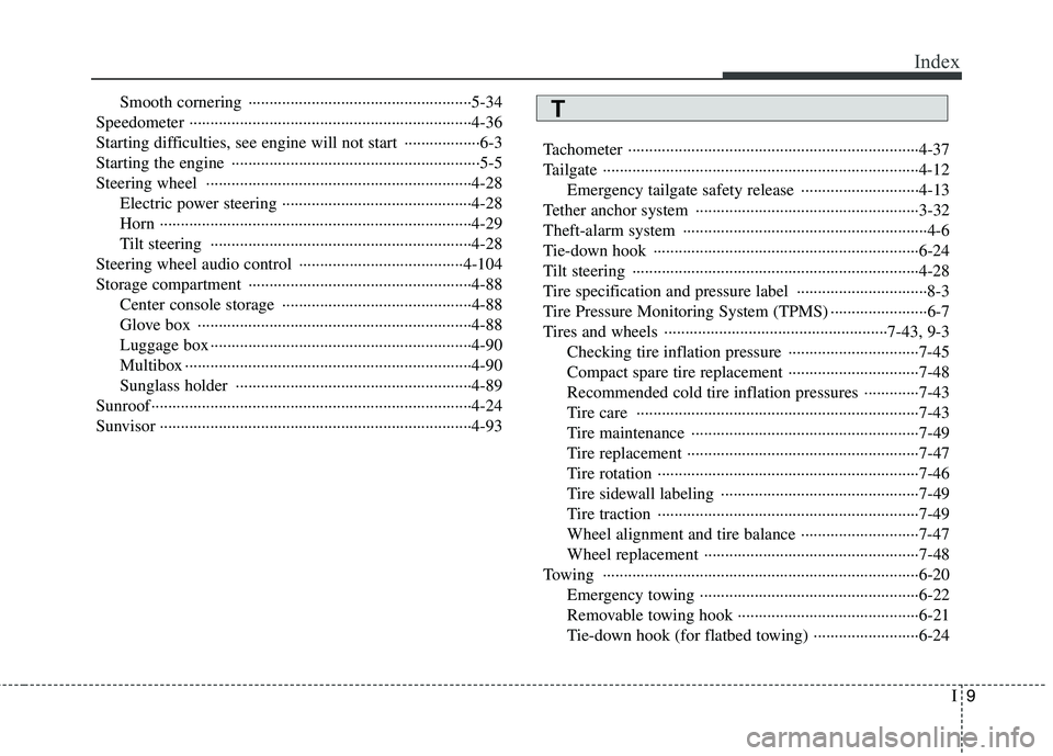 HYUNDAI I30 2013  Owners Manual I9
Index
Smooth cornering  ·····················································5-34
Speedometer ·························