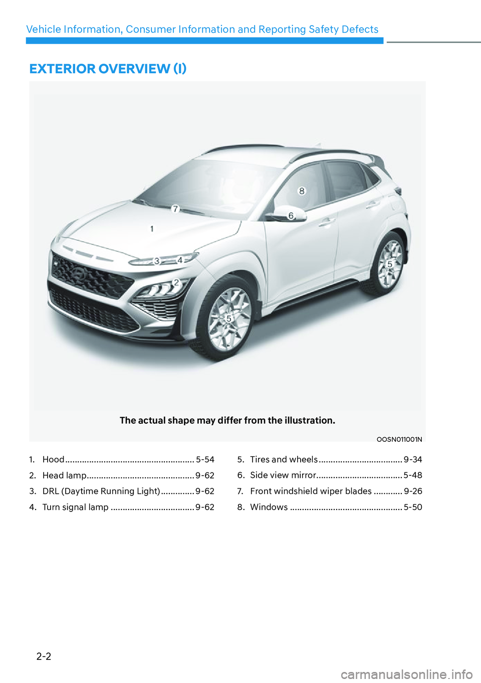 HYUNDAI KONA 2023  Owners Manual 2-2
Vehicle Information, Consumer Information and Reporting Safety Defects
�(�;�7�(�5�,�2�5��2�9�(�5�9�,�(�:�