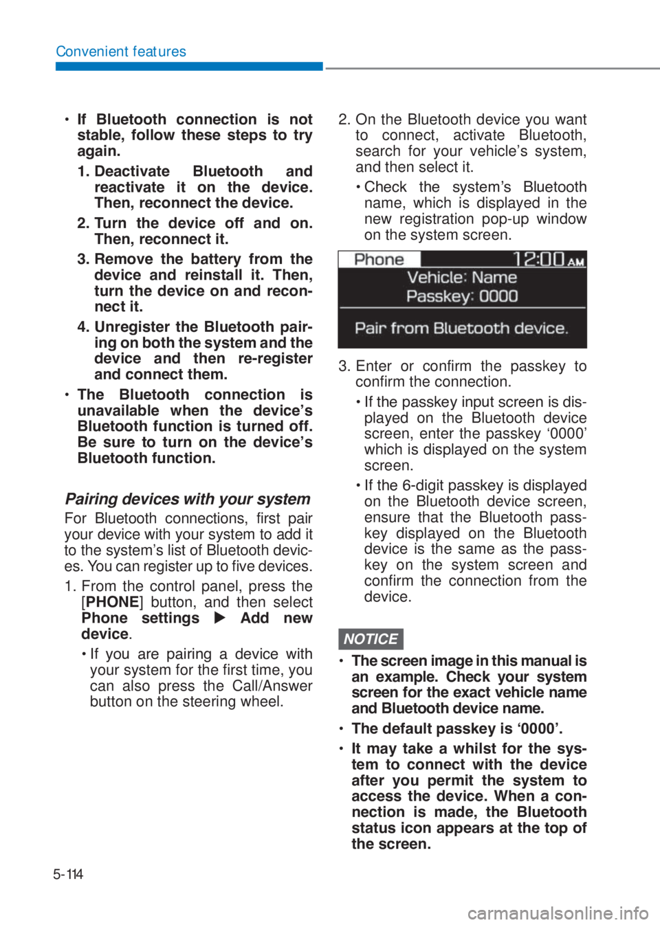 HYUNDAI I10 2021  Owners Manual 5-114
Convenient features
�
