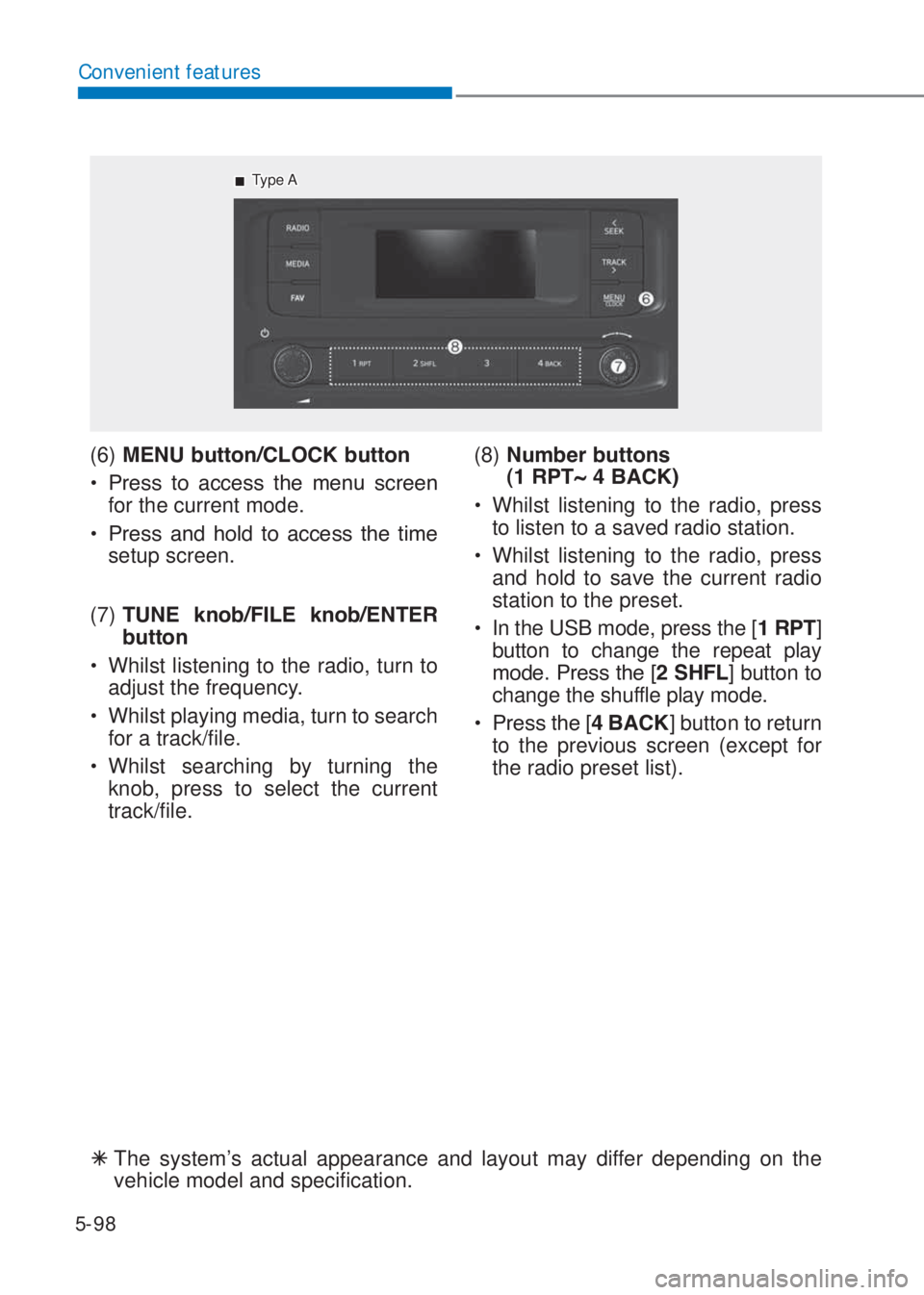 HYUNDAI I10 2020  Owners Manual 5-98
Convenient features
(6) �0�(�1�8��E�X�W�W�R�Q��&�/�2�&�.��E�X�W�W�R�Q
�