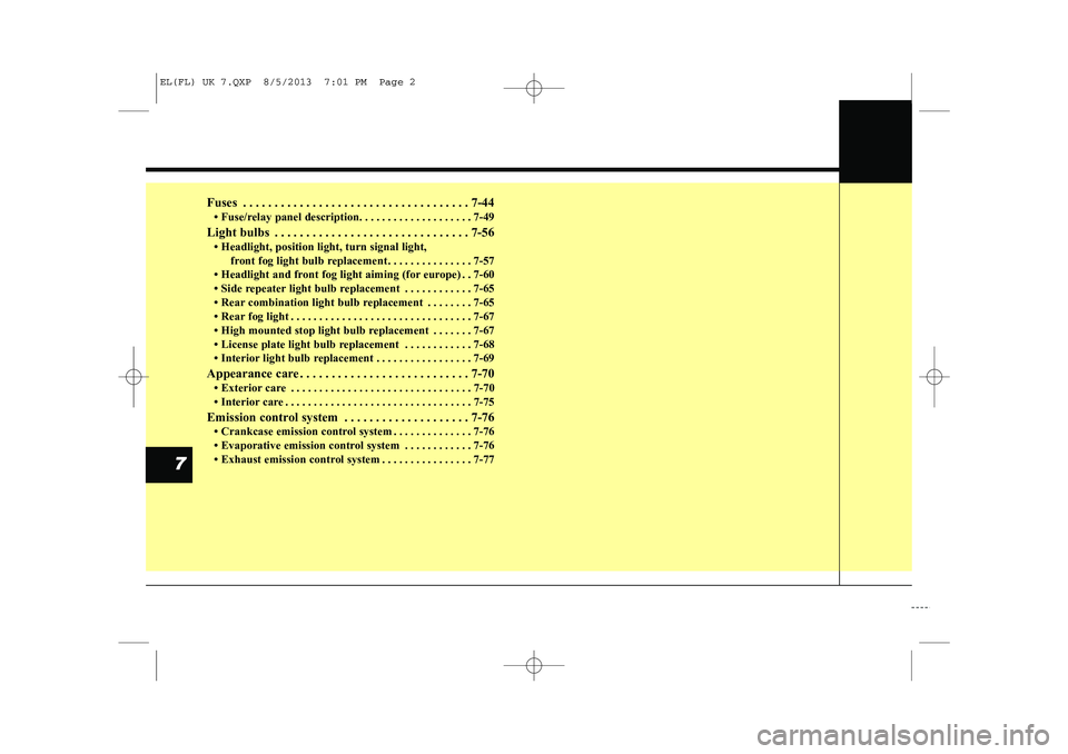 HYUNDAI IX35 2014  Owners Manual Fuses . . . . . . . . . . . . . . . . . . . . . . . . . . . . . . . . . . . . 7-44