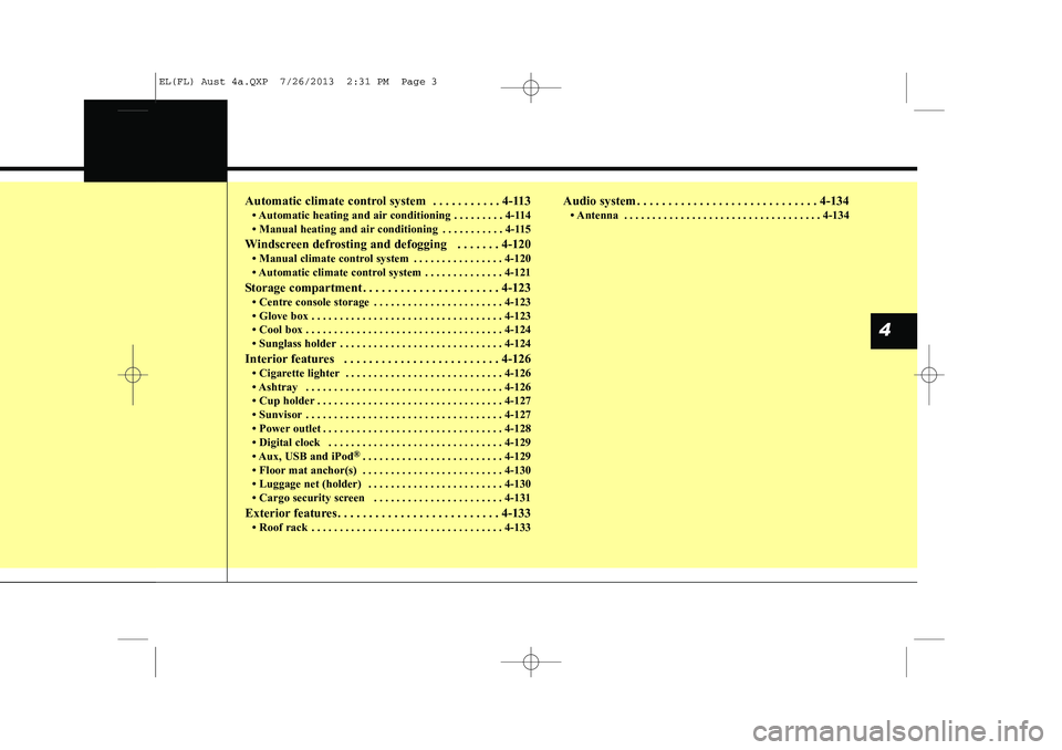 HYUNDAI IX35 2014 Manual PDF Automatic climate control system  . . . . . . . . . . . 4-113