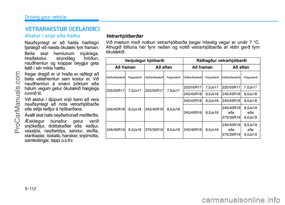 HYUNDAI COUPE 2014 Owners Manual 5-112
Akstur í snjó eða hálku
Nauðsynlegt er að halda hæfilegri
fjarlægð við næsta ökutæki fyrir framan.
Beita skal hemlunum mjúklega.
Hraðakstur, skyndileg hröðun,
nauðhemlun og kra HYUNDAI COUPE 2014 Owners Manual 5-112
Akstur í snjó eða hálku
Nauðsynlegt er að halda hæfilegri
fjarlægð við næsta ökutæki fyrir framan.
Beita skal hemlunum mjúklega.
Hraðakstur, skyndileg hröðun,
nauðhemlun og kra
