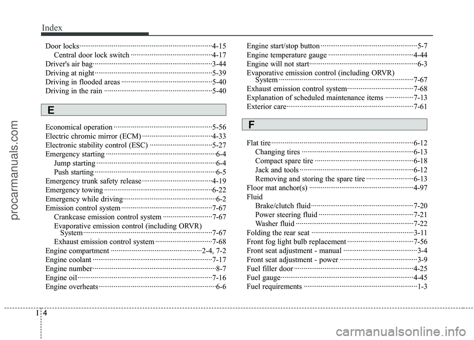 HYUNDAI COUPE 2012 Owners Manual Index
4I
Door locks··················\
··················\
··················\
················4-15Central door lock switch ··· HYUNDAI COUPE 2012 Owners Manual Index
4I
Door locks··················\
··················\
··················\
················4-15Central door lock switch ···