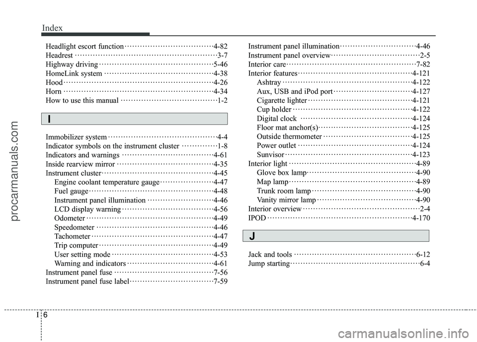 HYUNDAI COUPE 2016  Owners Manual Index
6I
Headlight escort function··················\
················ ·4-82
Headrest ··················\
··················\
·�