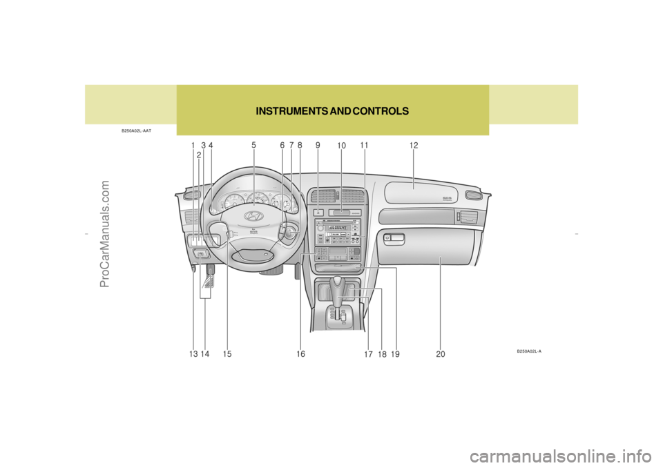 HYUNDAI GX350 L 2005 Owners Manual B250A02L-AAT
INSTRUMENTS AND CONTROLS
B250A02L-A
xgflhma-0.p656/16/04, 3:05 PM 8
ProCarManuals.com HYUNDAI GX350 L 2005 Owners Manual B250A02L-AAT
INSTRUMENTS AND CONTROLS
B250A02L-A
xgflhma-0.p656/16/04, 3:05 PM 8
ProCarManuals.com