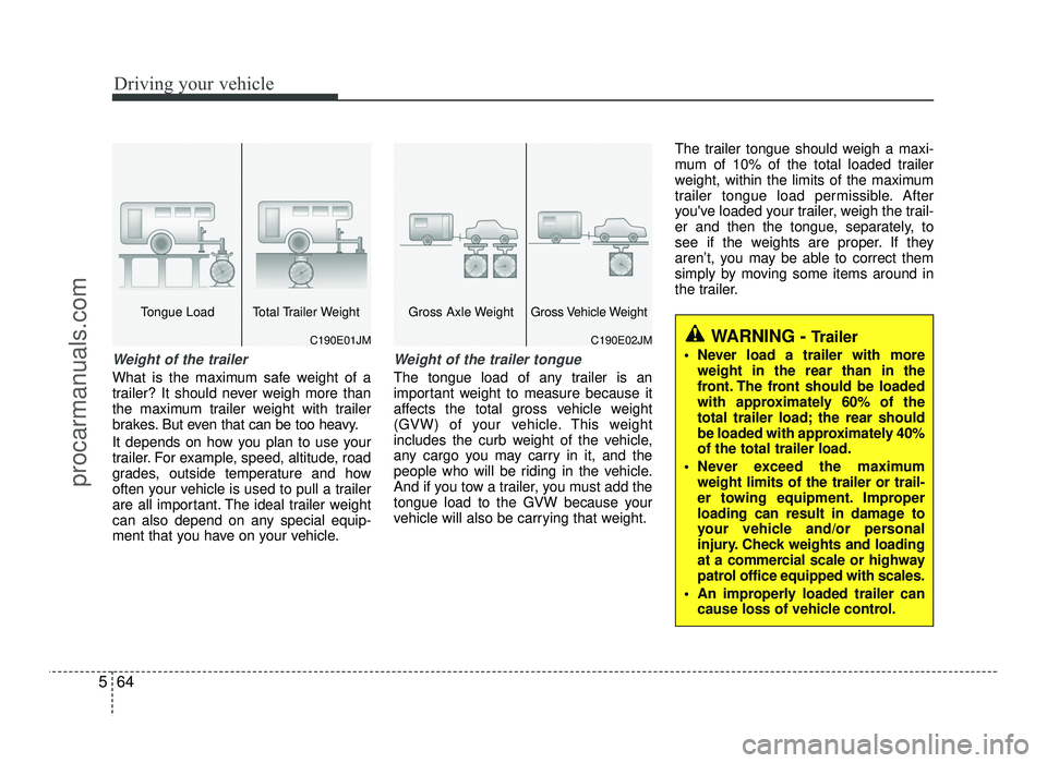 HYUNDAI IX20 2017 Owners Manual Driving your vehicle
64
5
Weight of the trailer
What is the maximum safe weight of a
trailer? It should never weigh more than
the maximum trailer weight with trailer
brakes. But even that can be too HYUNDAI IX20 2017 Owners Manual Driving your vehicle
64
5
Weight of the trailer
What is the maximum safe weight of a
trailer? It should never weigh more than
the maximum trailer weight with trailer
brakes. But even that can be too