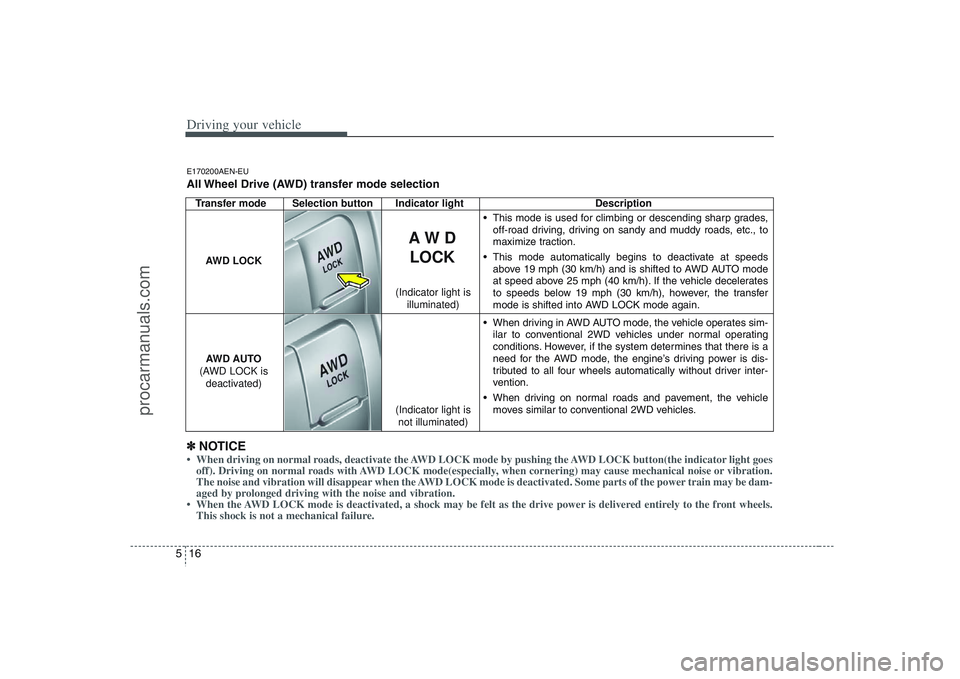 HYUNDAI VERACRUZ 2008  Owners Manual Driving your vehicle16 5Transfer mode Selection button Indicator light Description
 This mode is used for climbing or descending sharp grades,
off-road driving, driving on sandy and muddy roads, etc.,