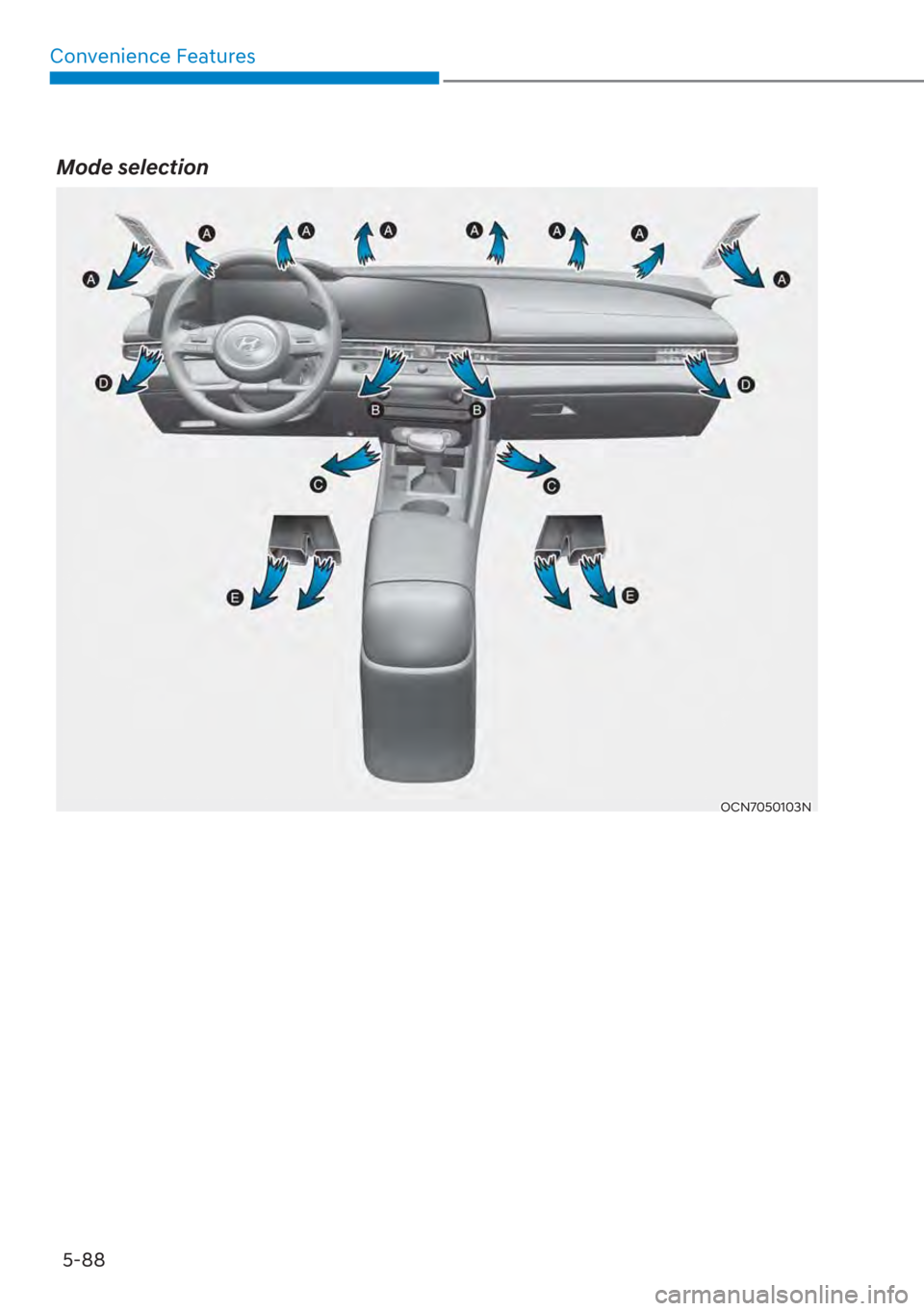 HYUNDAI ELANTRA HYBRID 2023  Owners Manual Convenience Features5-88
Mode selection
OCN7050103N 