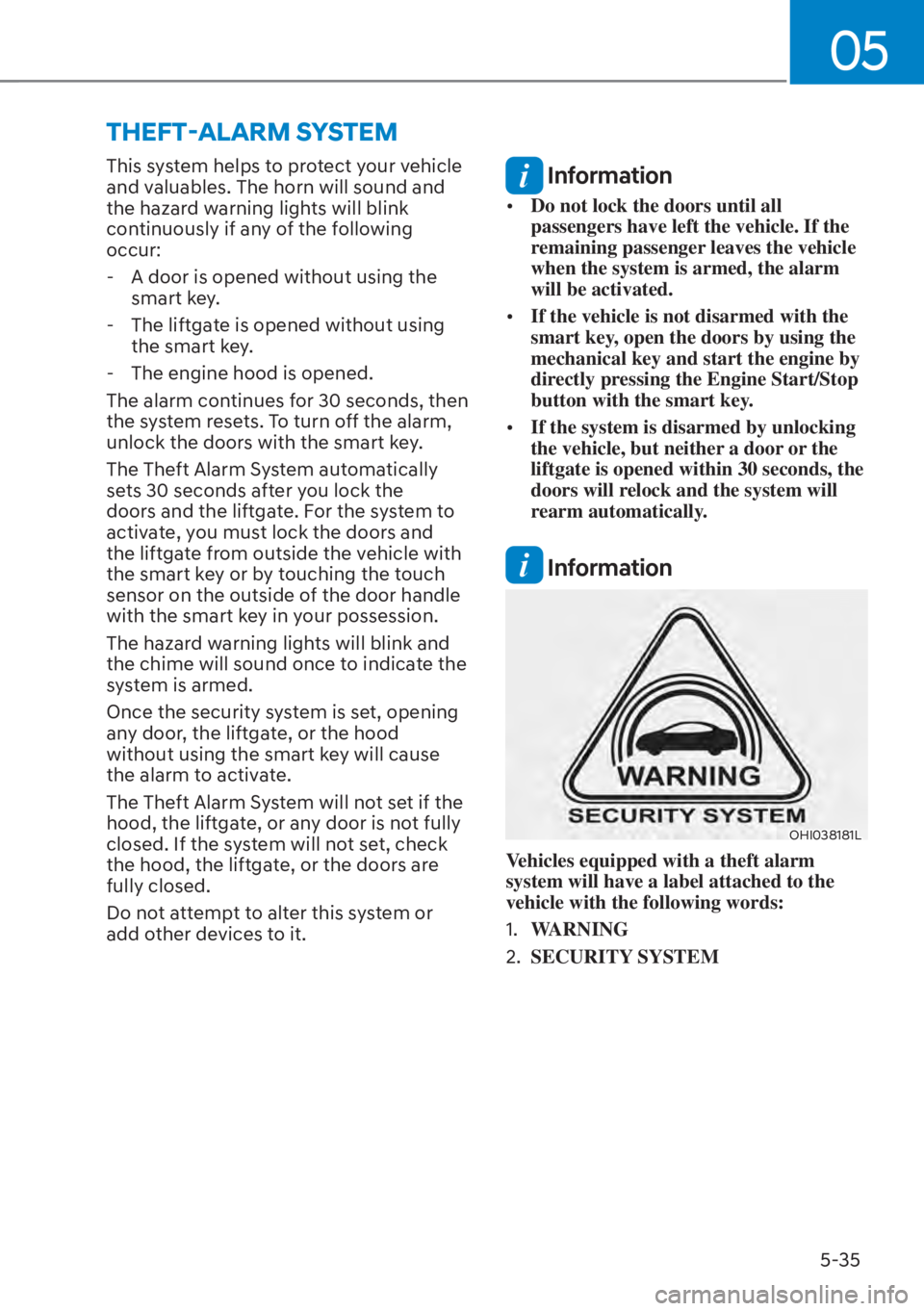 HYUNDAI SANTA FE HYBRID 2023  Owners Manual 05
5-35
�7�+�(�)�7
