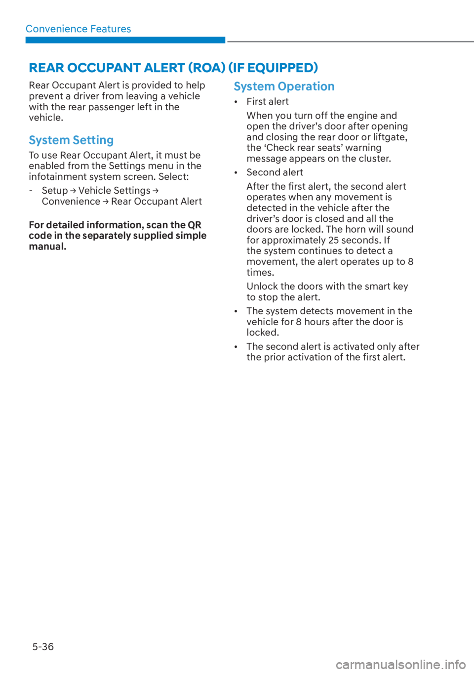 HYUNDAI SANTA FE HYBRID 2023  Owners Manual Convenience Features5-36
�5�(�$�5��2�&�&�8�3�$�1�7��$�/�(�5�7�