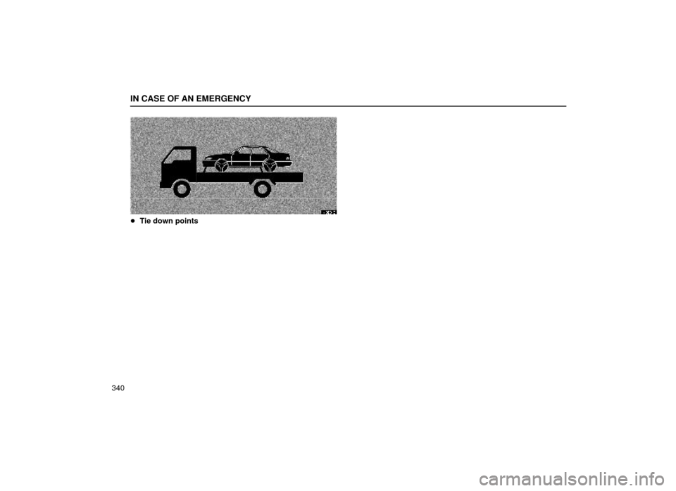 Lexus ES300 1999  Owners Manuals (in English) IN CASE OF AN EMERGENCY
340
40E013
Tie down points 