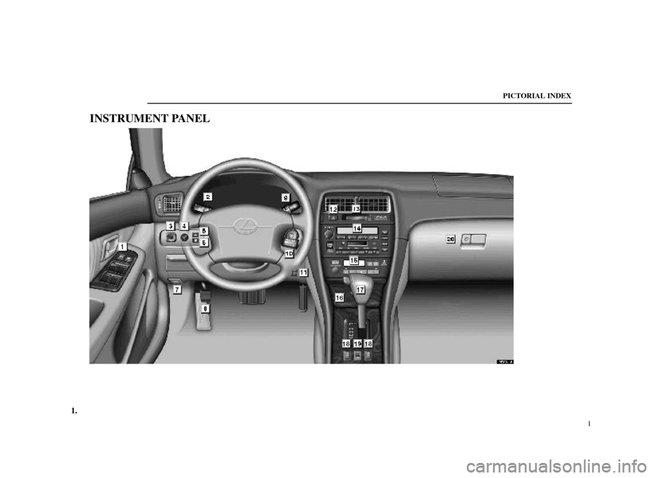 Lexus ES300 1998  Owners Manuals (in English) 1.
PICTORIAL INDEX1
INSTRUMENT PANEL
PE001±6 