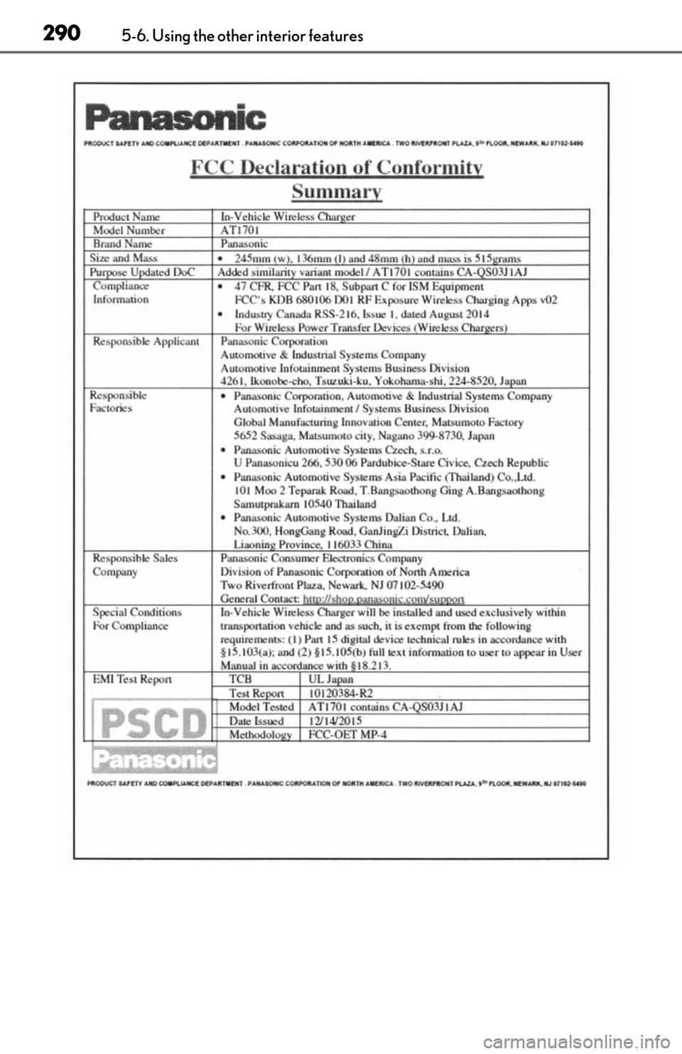 Lexus ES300h 2020 Owners Manual 2905-6. Using the other interior features Lexus ES300h 2020 Owners Manual 2905-6. Using the other interior features