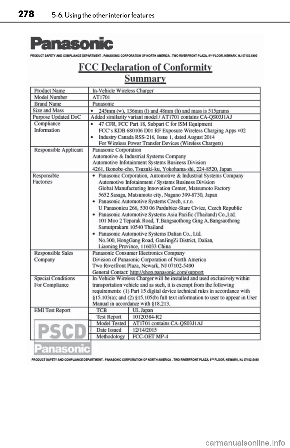 Lexus ES300h 2019  Owners Manual (OM06178U) 2785-6. Using the other interior features 