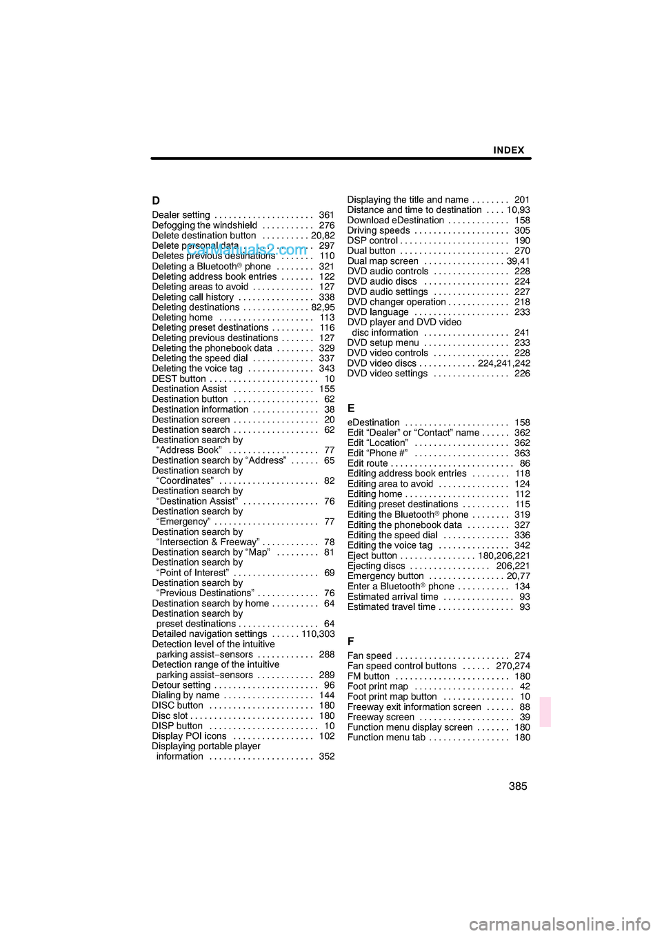 Lexus ES350 2011  Navigation Manual 


\b 	

\f

\



\f
 
 \f	 


 	
\f
\f 

\f 


 \b	\f 
 


	 \b