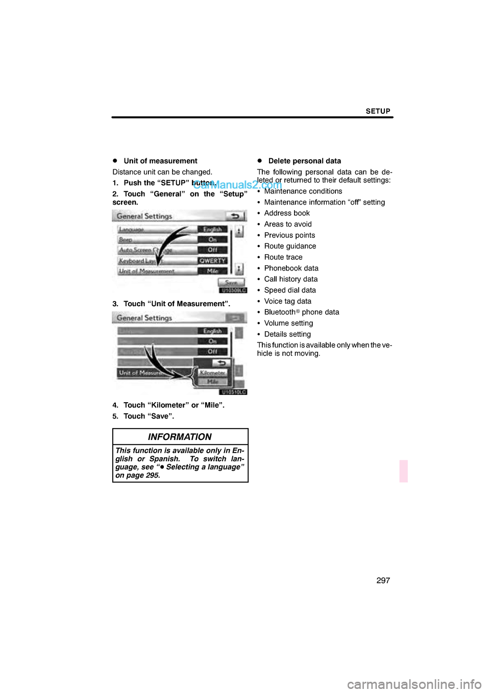 Lexus ES350 2010  Navigation Manual 


\b 	
 \f
\f\f\b
\b	
 \f	 
\b	 
 
\b	
  \b\f  \b\b	
 	 \f\f
 	 \b\f \f\b
\f\f
 	 \b 	
 \f
\f\f\b
 	 